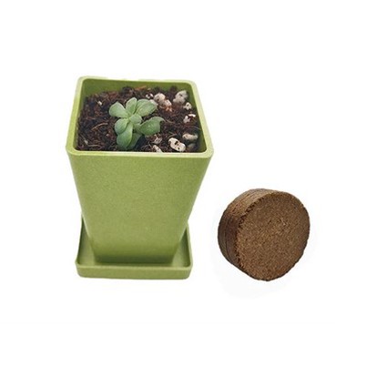Mini štvorcový kvetináč z bambusového vlákna